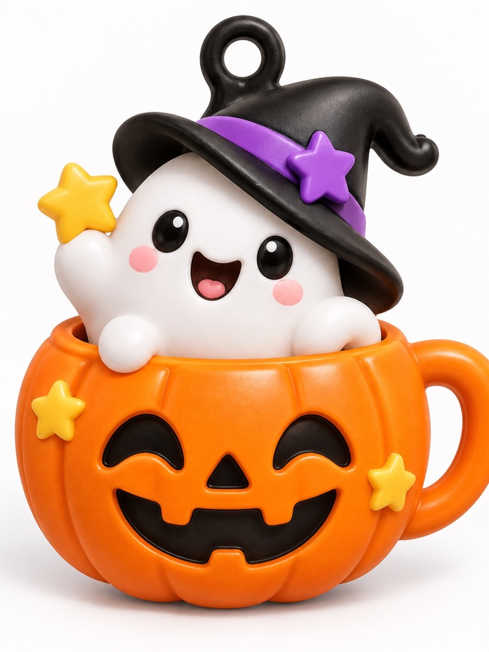 Cute Ghost Pumpkin Key Charm - Black, Orange & Purple